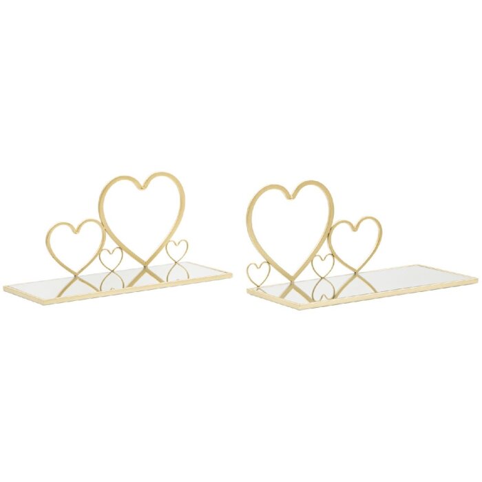 Mauro Ferretti console da parete set di cuori 2 pezzi 41,5x18x21 cm oro