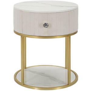 Mauro Ferretti comodino Montpellier Ø 42x48 cm oro crema bianco