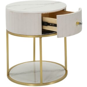Mauro Ferretti comodino Montpellier Ø 42x48 cm oro crema bianco