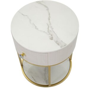 Mauro Ferretti comodino Montpellier Ø 42x48 cm oro crema bianco