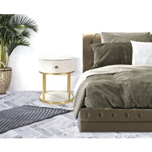 Mauro Ferretti comodino Montpellier Ø 42x48 cm oro crema bianco