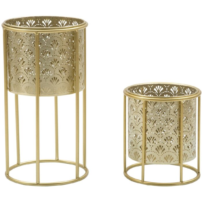 Mauro Ferretti Golvy set di 2 portafiori Ø 21x40 e 19x22 cm oro