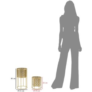 Mauro Ferretti Golvy set di 2 portafiori Ø 21x40 e 19x22 cm oro