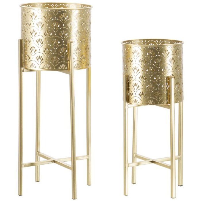 Mauro Ferretti Golvy set di 2 fioriere Ø 21x52 e 19x42 cm oro