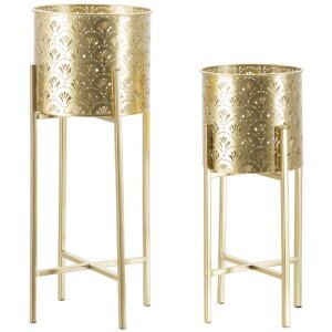 Mauro Ferretti Golvy set di 2 fioriere Ø 21x52 e 19x42 cm oro