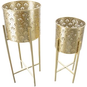 Mauro Ferretti Golvy set di 2 fioriere Ø 21x52 e 19x42 cm oro