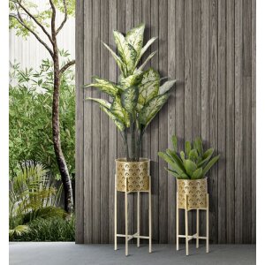 Mauro Ferretti Golvy set di 2 fioriere Ø 21x52 e 19x42 cm oro