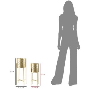 Mauro Ferretti Golvy set di 2 fioriere Ø 21x52 e 19x42 cm oro
