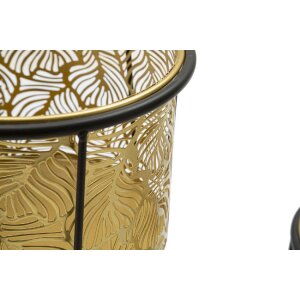 Mauro Ferretti Leavy set di 2 portafiori Ø 21x40 e 19x22 cm oro nero