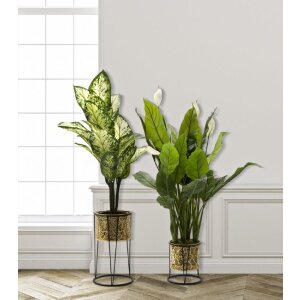 Mauro Ferretti Leavy set di 2 portafiori Ø 21x40 e 19x22 cm oro nero