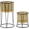 Mauro Ferretti Leavy set di 2 portafiori Ø 21x40 e 19x22 cm oro nero