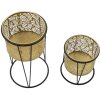 Mauro Ferretti Leavy set di 2 portafiori Ø 21x40 e 19x22 cm oro nero
