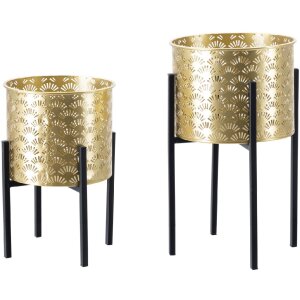 Mauro Ferretti Glissy set di 2 portafiori Ø 21x38 e 19x28 cm oro nero