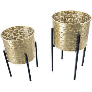 Mauro Ferretti Glissy set di 2 portafiori Ø 21x38 e 19x28 cm oro nero