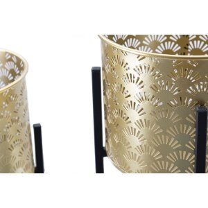 Mauro Ferretti Glissy set di 2 portafiori Ø 21x38 e 19x28 cm oro nero