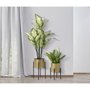 Mauro Ferretti Glissy set di 2 portafiori Ø 21x38 e 19x28 cm oro nero