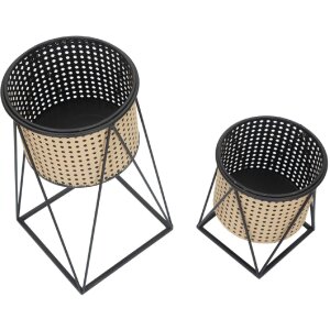 Mauro Ferretti Osaka set di 2 portafiori Ø 21x40 e 19x22 cm nero crema