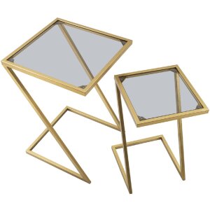 Mauro Ferretti tavolini Z set di 2 40x40x60 e 30x30x50 cm oro
