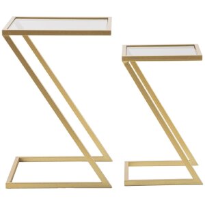 Mauro Ferretti tavolini Z set di 2 40x40x60 e 30x30x50 cm oro