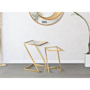 Mauro Ferretti tavolini Z set di 2 40x40x60 e 30x30x50 cm oro