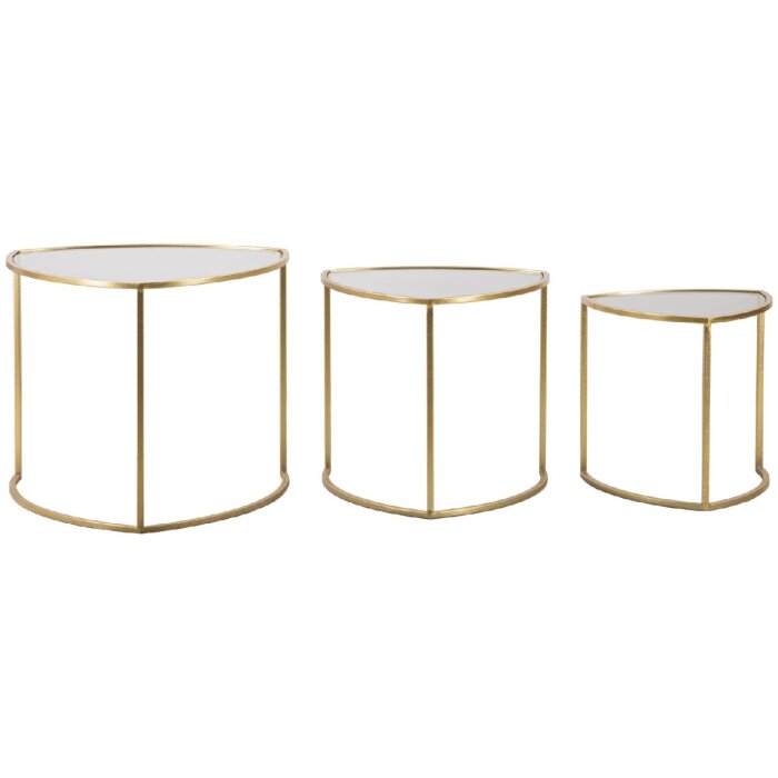 Mauro Ferretti tavolino Triangle set di 3 Ø 60x50-50x45-40x40 cm oro