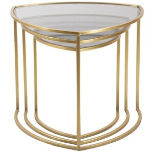 Mauro Ferretti tavolino Triangle set di 3 Ø 60x50-50x45-40x40 cm oro