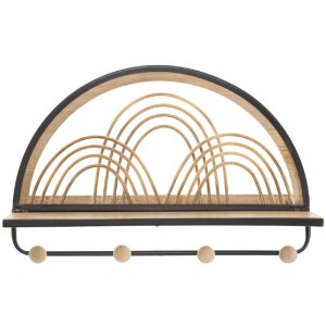 Mauro Ferretti mensola a muro Oporto con ganci 46x15,5x30 cm nero marrone