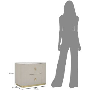 Mauro Ferretti comodino beauty 60x40x47 cm crema oro