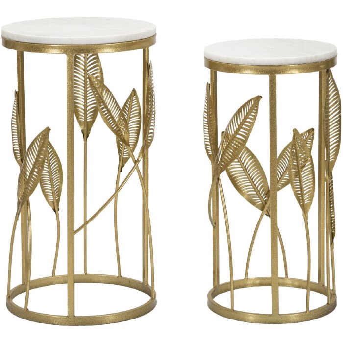 Mauro Ferretti set di foglie per tavolino 2 pezzi Ø 35x65,5-30x60,5 oro
