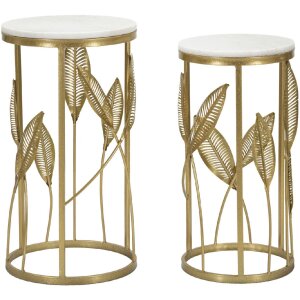 Mauro Ferretti set di foglie per tavolino 2 pezzi Ø 35x65,5-30x60,5 oro