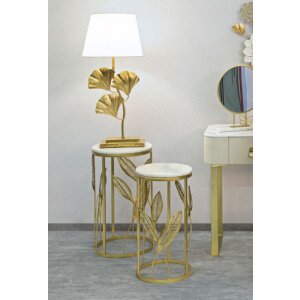 Mauro Ferretti set di foglie per tavolino 2 pezzi Ø 35x65,5-30x60,5 oro