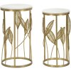 Mauro Ferretti set di foglie per tavolino 2 pezzi Ø 35x65,5-30x60,5 oro