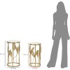 Mauro Ferretti set di foglie per tavolino 2 pezzi Ø 35x65,5-30x60,5 oro