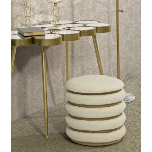 Mauro Ferretti pouf Damasco Line rotondo Ø 40x42 cm naturale