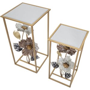 Mauro Ferretti tavolino set fiori 2 pezzi 36x36x70-30x30x60 cm multicolore