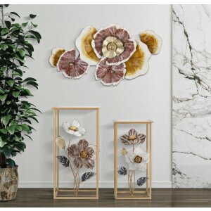 Mauro Ferretti tavolino set fiori 2 pezzi 36x36x70-30x30x60 cm multicolore