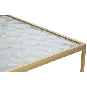 Mauro Ferretti set di tavolini Glassy 2 pezzi 31,5x31,5x68 e 28x28x64 cm oro