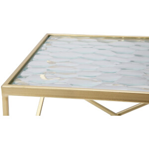 Mauro Ferretti set di tavolini Glassy 2 pezzi 31,5x31,5x68 e 28x28x64 cm oro