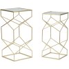 Mauro Ferretti set di tavolini Glassy 2 pezzi 31,5x31,5x68 e 28x28x64 cm oro