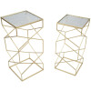 Mauro Ferretti set di tavolini Glassy 2 pezzi 31,5x31,5x68 e 28x28x64 cm oro