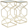 Mauro Ferretti set di tavolini Glassy 2 pezzi 31,5x31,5x68 e 28x28x64 cm oro