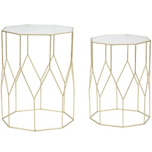 Mauro Ferretti set di tavolini in vetro 2pz Ø 37x47 e 31x42 cm oro