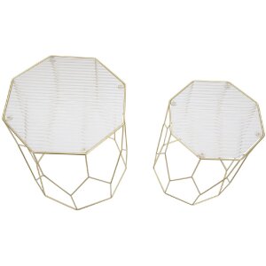 Mauro Ferretti set di tavolini in vetro 2pz Ø 37x47 e 31x42 cm oro