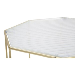 Mauro Ferretti set di tavolini in vetro 2pz Ø 37x47 e 31x42 cm oro