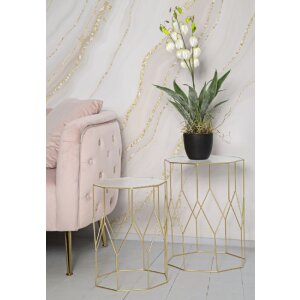 Mauro Ferretti set di tavolini in vetro 2pz Ø 37x47 e 31x42 cm oro