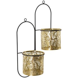 Mauro Ferretti vaso da parete Hong double 27x14x48 cm nero oro