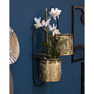 Mauro Ferretti vaso da parete Hong double 27x14x48 cm nero oro