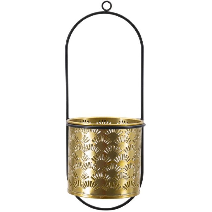 Mauro Ferretti vaso da parete Hong 14x14x37 cm nero oro