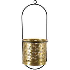 Mauro Ferretti vaso da parete Hong 14x14x37 cm nero oro