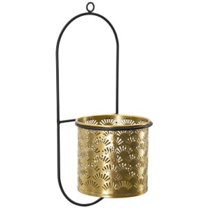Mauro Ferretti vaso da parete Hong 14x14x37 cm nero oro